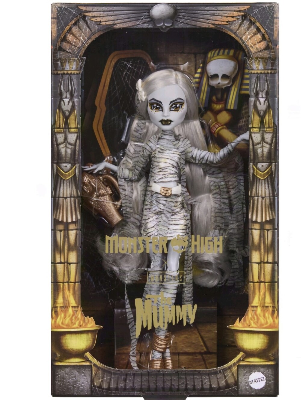 Monster high mummy doll in white and gold accents BRAND NEW